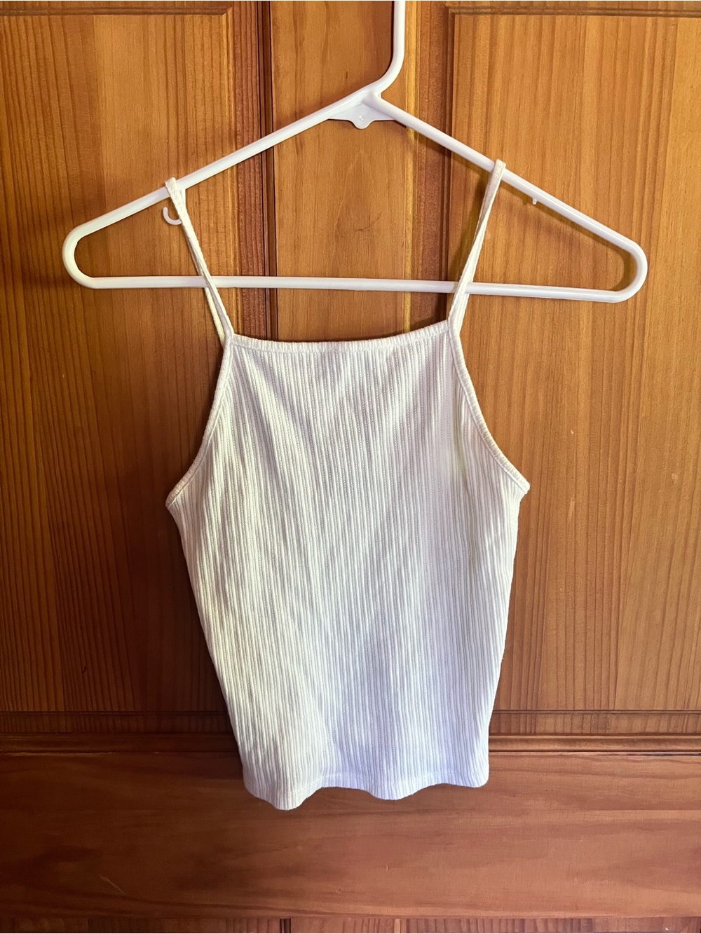 American Eagle Outfitters White Ribbed Spaghetti Strap Cami